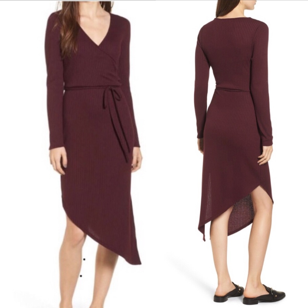 NWOT 👗Ribbed Knit Asymmetrical Wrap Sweater Dress